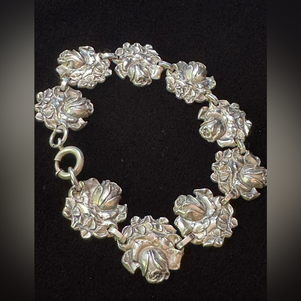 Antique German Rose Catholic Decade Creed Rosary Sterling Saints Prayer Bracelet